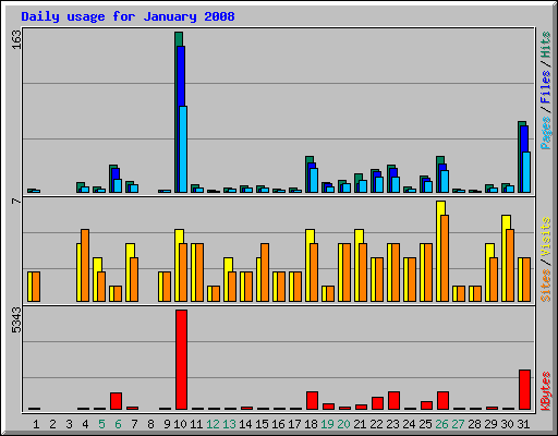 Daily usage for January 2008