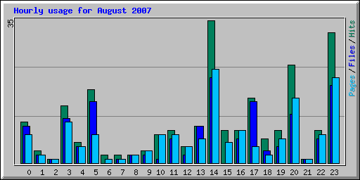 Hourly usage for August 2007