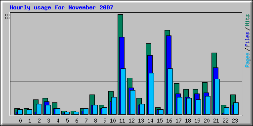 Hourly usage for November 2007