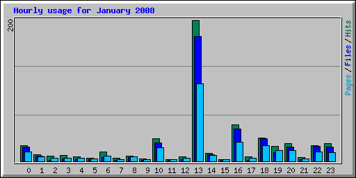 Hourly usage for January 2008